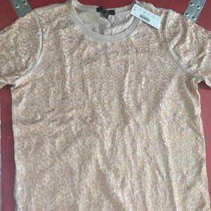 J.CREW XS PINK/ORANGE SEQUIN T-SHIRT - NWT